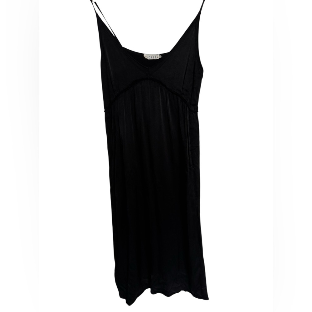 LACAUSA Marigold Satin Midi Slip Dress Black - Size S - Style LA30203